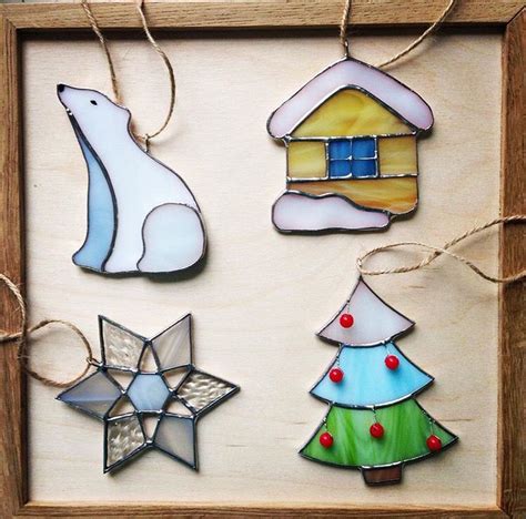 Stained glass Christmas ornaments | Stained glass ornaments, Stained ...