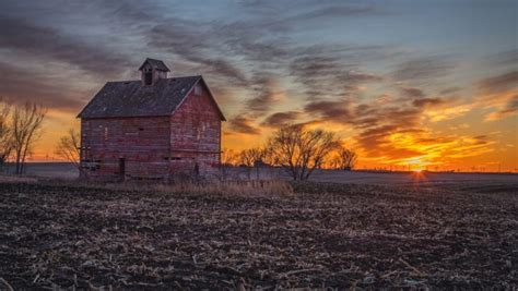 sky, Sunlight, Landscape, Barn, Winter