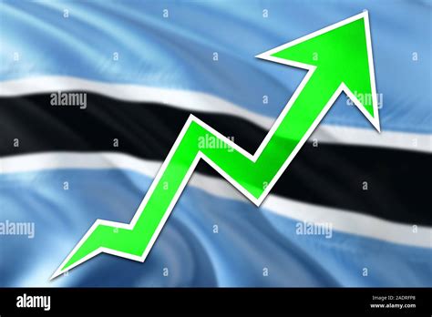 Botswana economy graph is indicating positive growth, green arrow going up with trend line ...