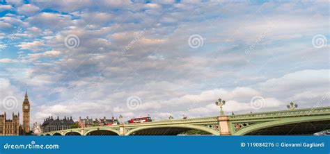 Westminster Bridge at Sunset, London Panoramic View Editorial Photo - Image of bridge, houses ...