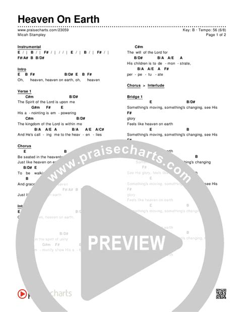 Heaven On Earth Chords PDF (Micah Stampley) - PraiseCharts