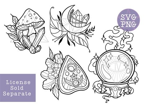 Witchy Tattoo Goth SVG/PNG Design Bundle for Cricut Projects - Etsy