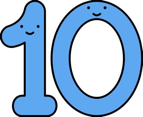 Cute Ten10 Number Cartoon Face Icon In Blue Color. 24251043 Vector Art ...