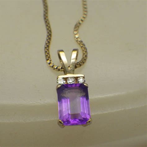 14k Gold, Amethyst Pendant Necklace, Italian Gold Vermeil Chain! | Amethyst necklace pendant ...