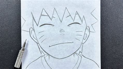 Easy anime drawing | how to draw kid naruto smiling step-by-step - YouTube