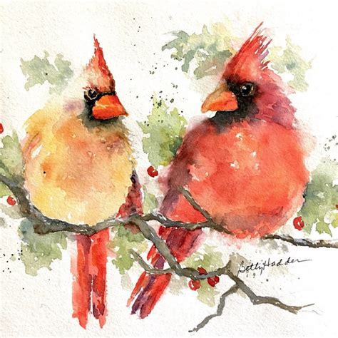 Cardinals, Red Birds, PRINT of My Original Watercolor, Cardinal Pair - Etsy | Watercolor bird ...