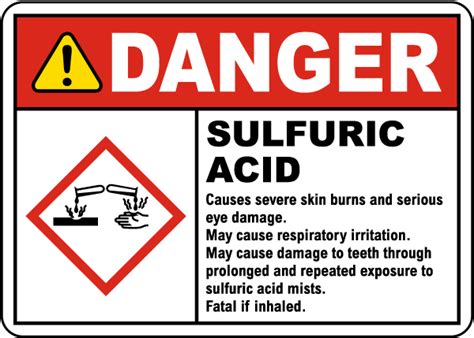 Danger Sulfuric Acid GHS Sign - Save 10% Instantly