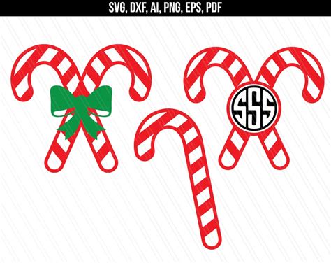 Candy Cane Monogram Svg, Candy Cane Svg, Christmas Monogram Svg ...