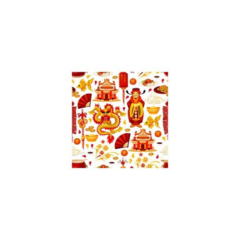 Chinese lunar New Year symbols vector pattern 13210780 Vector Art at ...