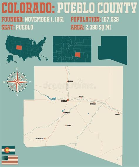 Map of Pueblo County in Colorado Stock Vector - Illustration of state, city: 170304143