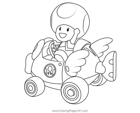 Toad Mario Kart Coloring Page for Kids - Free Mario Kart Printable Coloring Pages Online for ...