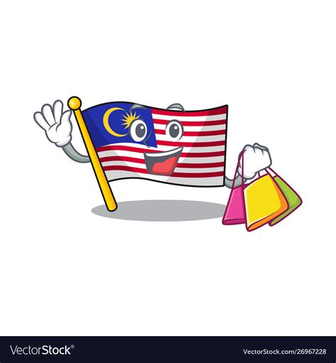 Shopping flag malaysia cartoon isolated Royalty Free Vector