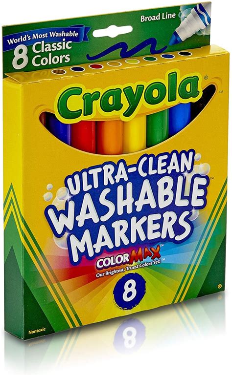 8ct Crayola Washable Markers Classic Colors Broad Tip | Teacher Direct