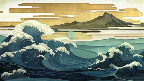 1360x768px | free download | HD wallpaper: The Great Wave of Kanagawa painting, Artistic, The ...