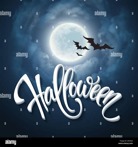 Halloween design with full moon with blue sky. Vector illustration Stock Vector Image & Art - Alamy