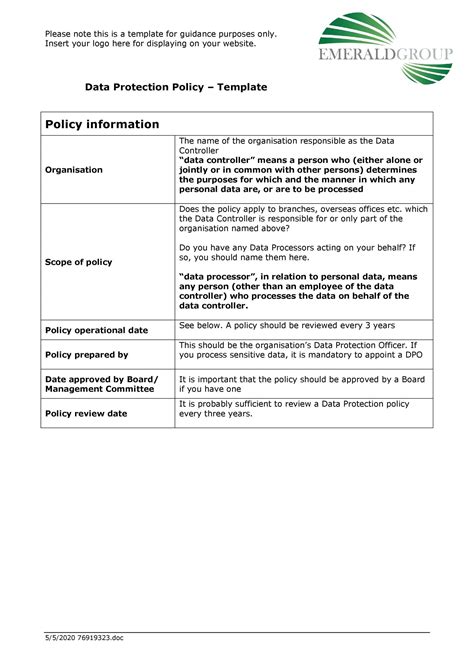 Itsm Policy Template