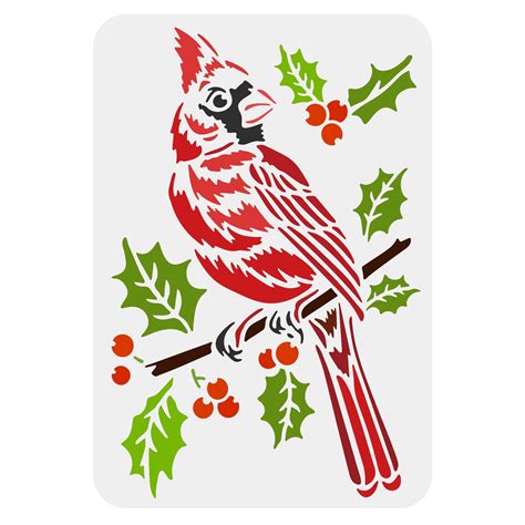 Buy FINGERINSPIRE Cardinal Bird Stencil 11.7x8.3 inch Plastic Cardinal Bird Painting Stencil ...