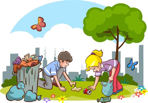 children cleaning the environment from garbage cartoon vector 17573343 Vector Art at Vecteezy