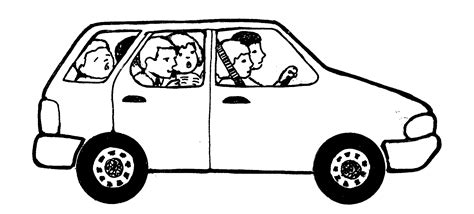 family in a car clipart black and white - Clip Art Library