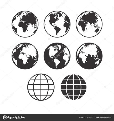 Icon: world map | Vector world map icons. Globe icons. Set of vector ...