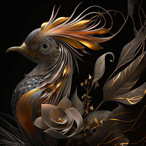 The Golden Bird Digital Art by Mirian Sanches - Pixels