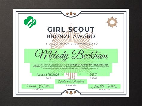 Girl Scout Award Certificate Template Certificate Of - vrogue.co