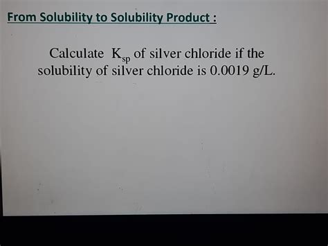 Answered: From Solubility to Solubility Product :… | bartleby