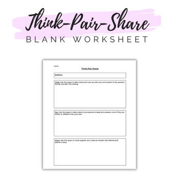 Think Pair Share Worksheet by SamTheSwiftie | TPT