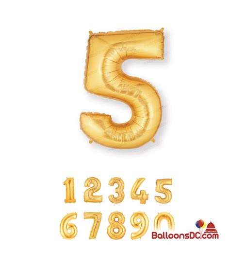 40" Gold Number 5 Megaloon Balloon - BalloonsDC