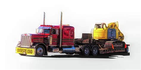 Peterbilt Semi Oversize Load White Background Photograph by Nick Gray