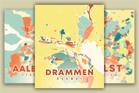 Drammen Norway Colorful Poster Map Graphic by Poster Boutique · Creative Fabrica