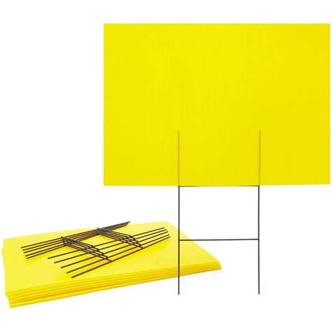 8 Pack Blank Corrugated Plastic Sheets with H Stakes Stand for Yard & Lawn Signs, Yellow, 17 x ...