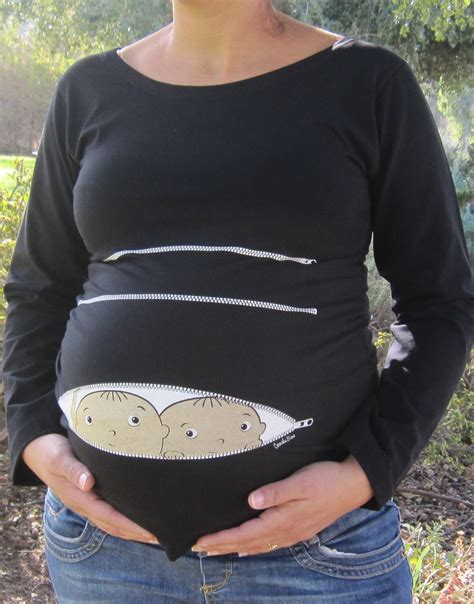 Twins Maternity Shirt Long Sleeves, COOCKUBOO Funny Pregnancy Shirts ...