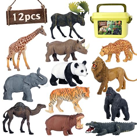 Buy Safari Animal Toys Figures, 12 PCS Realistic Jumbo Wild Jungle Animals Figurines, Large ...