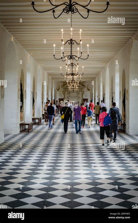 Interior of Chenonceau castle in Loire Valley. Loire Valley castle near ...