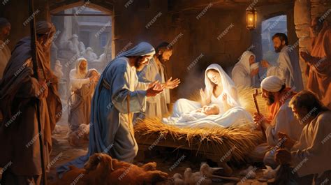 Nativity Scene Celebrating the Birth of Jesus | Premium AI-generated image