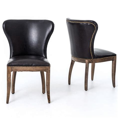 Richmond Black Leather Wingback Dining Chair | Black leather dining ...