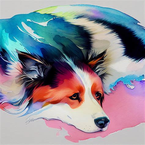 ArtStation - Watercolor Painting of Border Collie Dog | Artworks