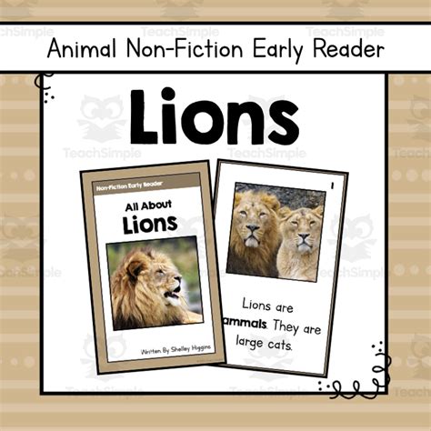 Lions Early Reader Nonfiction Book by Teach Simple