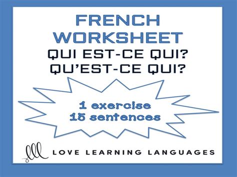 GCSE FRENCH: Qui est-ce qui - Qu'est-ce qui ? - French grammar worksheet | Teaching Resources