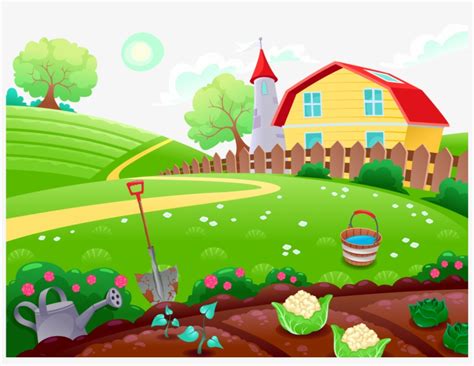 Download Transparent Farm Cartoon Drawing Illustration - Garden Vector ...