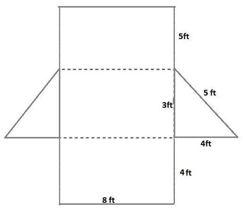 A net of a triangular prism is shown below. 42 8 ft 3 ft 5 f 5 ft What ...