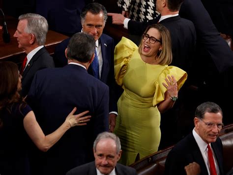 Sen. Kyrsten Sinema Dragged for Yellow Dress at State of the Union ...