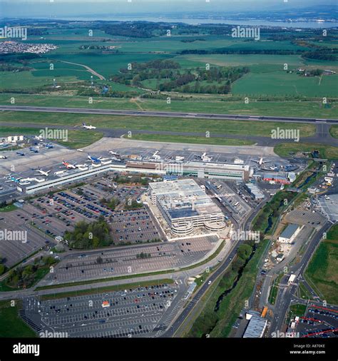 Edinburgh Airport terminal runways Scotland aerial view Stock Photo ...