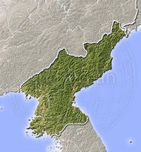 North Korea, shaded relief map.