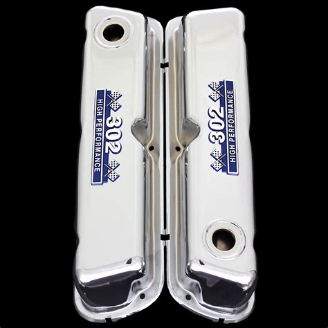 Chrome small block valve covers with 302 emblems fits Ford 302 engines