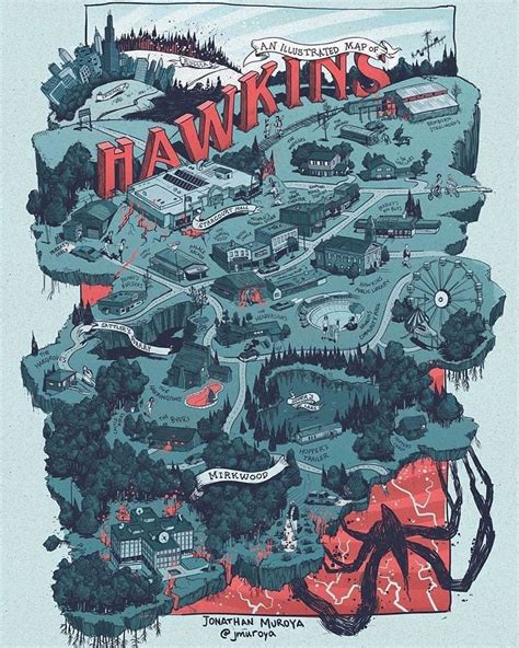 Cosas Raras/StrangerThings Fan’s Instagram profile post: “"ILLUSTRATED MAP OF HAWKINS" STRANGER ...