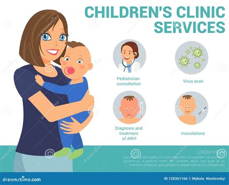 Children Clinic Services. Vector Flat Illustration Stock Vector - Illustration of building ...