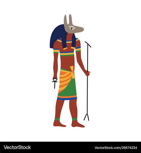 Ancient egypt god anubis cartoon drawing Vector Image