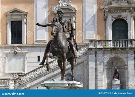 Statue Marco Aurelio in Rome, Italy Stock Photo - Image of capital ...